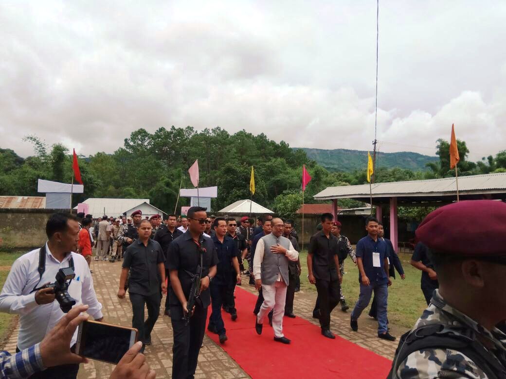 CHIEF MINISTER SHRI N. BIREN SINGH ARRIVES AT THE DISTRICT TRAINING CENTRE, CHURACHANDPUR